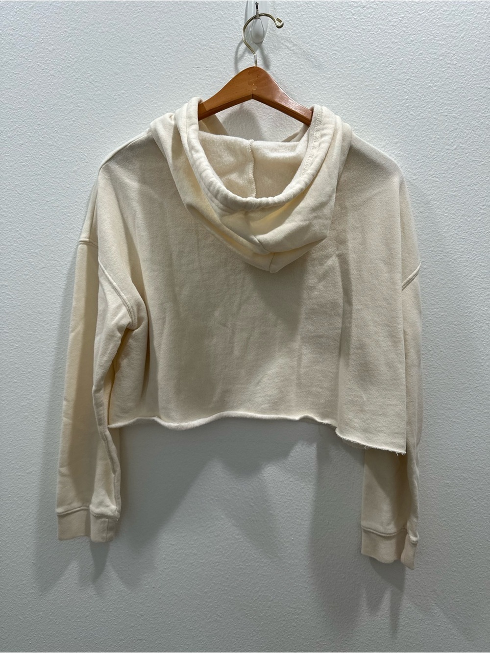 Lions Not Sheep Cropped Cream Graphic Hoodie raw hem - Picture 4 of 4